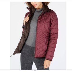 The North Face Burgundy Puffer Reversible Jacket Sz Large but it runs medium